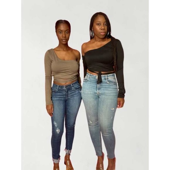 (NWT) One-Shoulder Wrap Tie Top - Picture 3 of 3